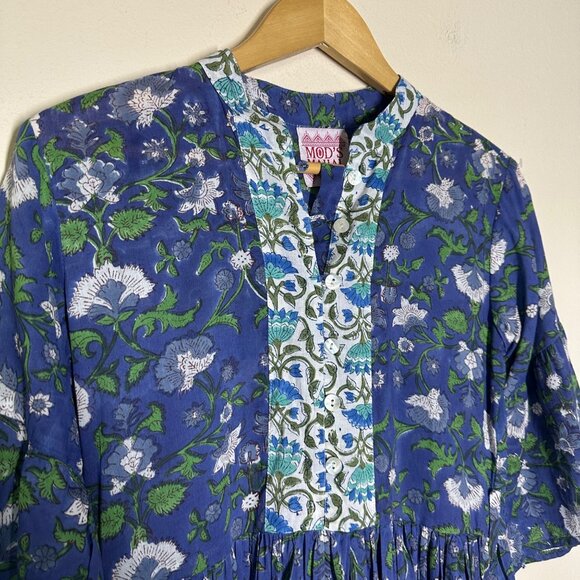 Mod's Mahal Split Neck Floral Midi Dress Womens Size XS Vintage Prairie Boho - Picture 3 of 11